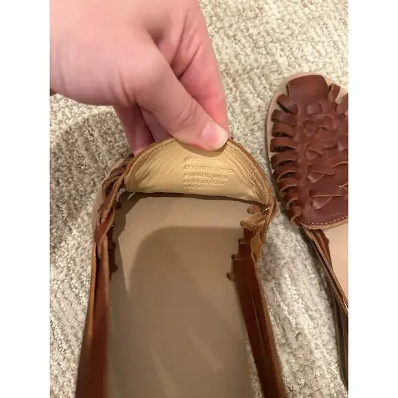 NEW NISOLO Genuine Leather Brown Huarache Sandal/ Flats Women's sz 9 rubber sole - Picture 5 of 9